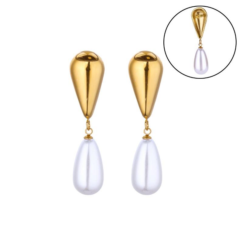 Pearl water drop pendant cute stud earrings k gold fashion trend versatile party jewelry gift