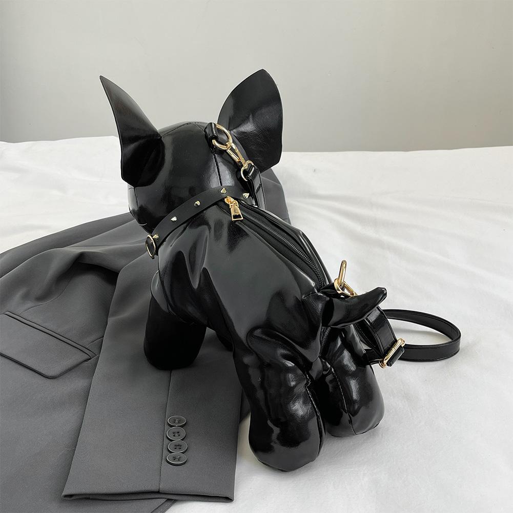 Crossbody Bag PU Leather Adjustable Strap fHandbag or Men Women Bulldog Shaped Messenger Bag Satchel Purse for Shoping Travel