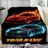 1PC Custom Name Cars Outdooor Flannel Blankets Throw Blanket All-Season Throw Gift Bedspread for Couch, Bed, Camping Holiday Birthda