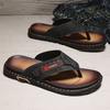 Flip-flops men's 2025 summer new fashion trend men's daily wear non-slip leather surface convenient and comfortable slippers