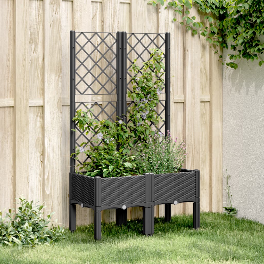 Planter with Trellis Black 80 X 40 X 142 Cm PP