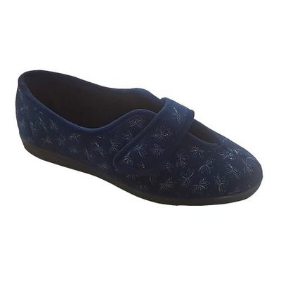 Womens/Ladies Ivy Floral V Throat Touch Fastening Slippers