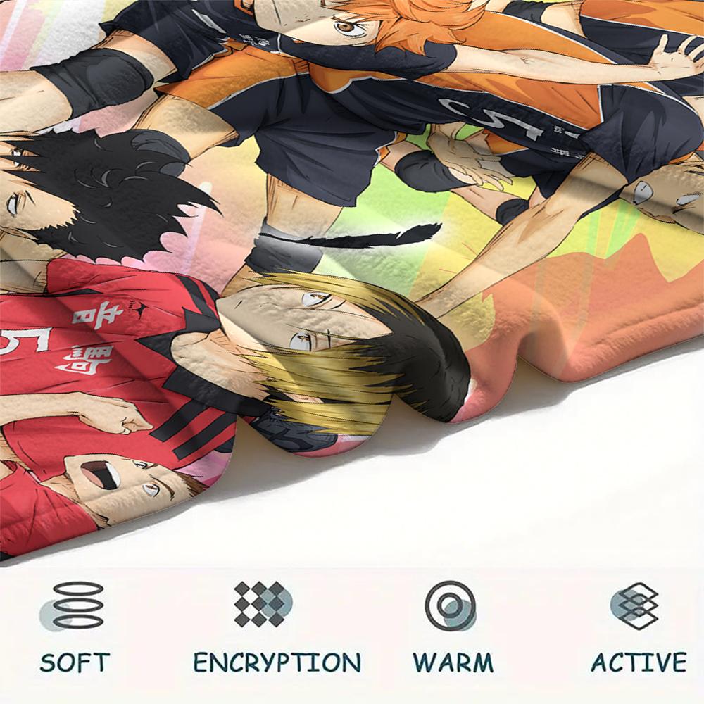 1 ks Haikyu!! Flanelová deka s anime potiskem, Vysoce kvalitní, Pohodlná pro všechna roční období, Domácí dekorace, Teplo a pohodlí, Perfektní pro vánoční dárky 53