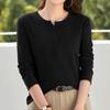 Navava Women Solid Rib BuTTon Round Neck Long Sleeve T shirT nT3194