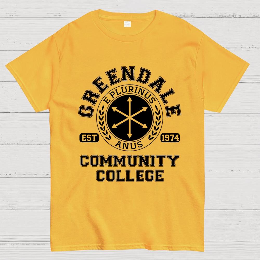 Camiseta Casual de Verano Unisex 100% Algodón Fresca Holgada de Greendale Community College