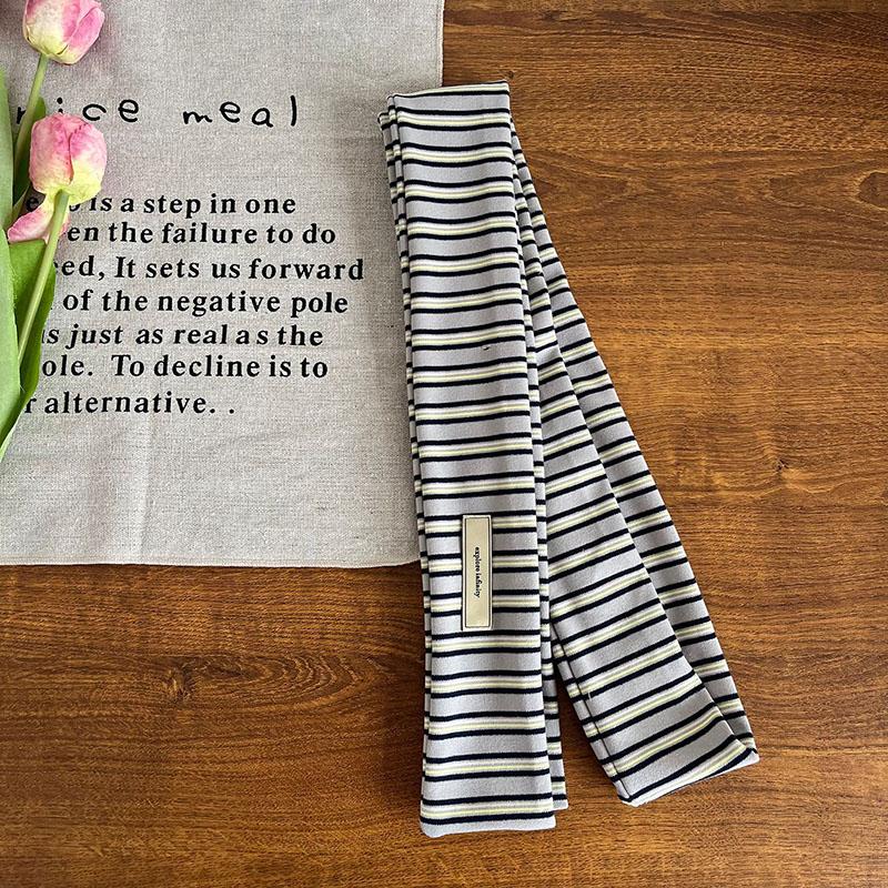 

Винтажный милый и крутой шарф для девочки Y2k Millennium нишевая мода универсальное украшение полосатый вязаный хлопок узкий на шею