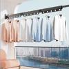 Aluminum Alloy Wallhangings Folding Clothes Hanger With Telescopic Bar For Home Indoor Drying