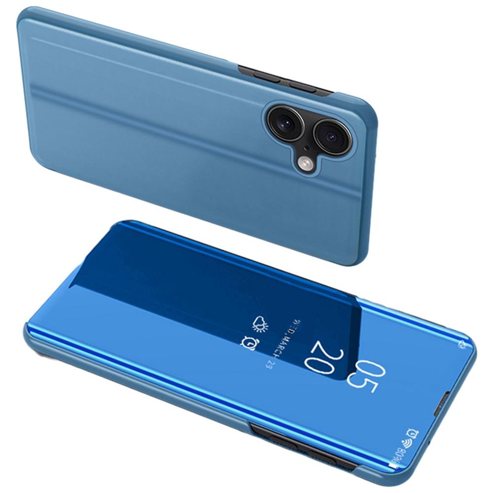 

Чехол для iPhone 16 Plus с окошком для просмотра, подставкой, кожаная откидная крышка для телефона Blue