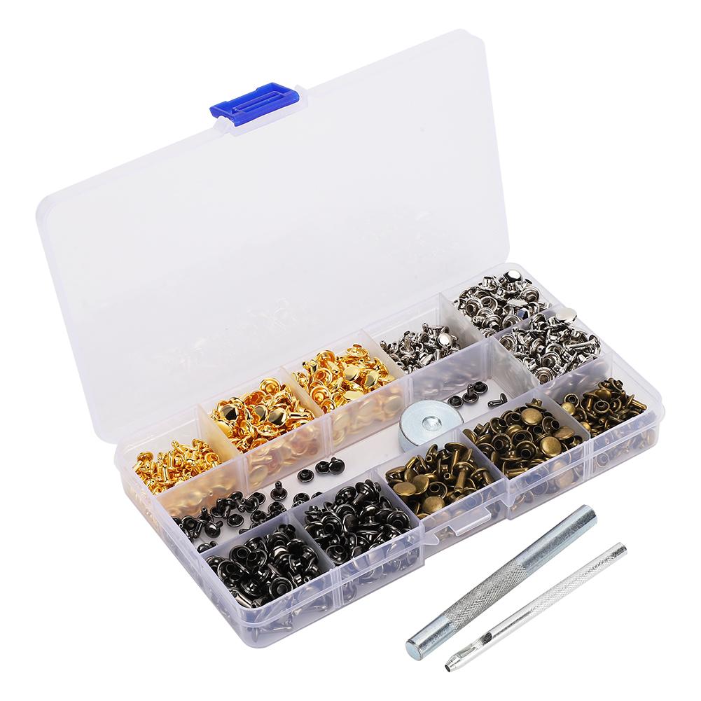 480 комплектов 4 цвета Двусторонние заклепки Металлические шипы Набор для кожаного ремесла Ремни Багаж