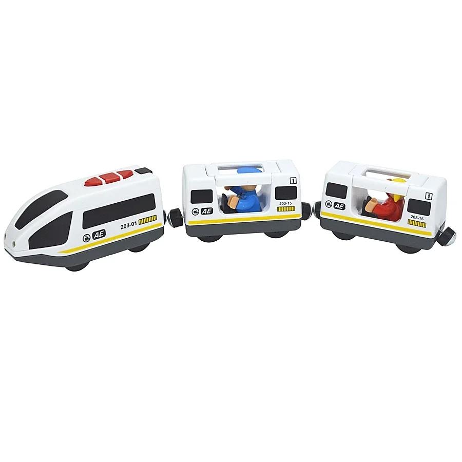 Train Track Wooden Train Toys Magnetic Set Electric Car Locomotive Diecast Slot Fit All Wood Brand Biro Railway Tracks For Kids