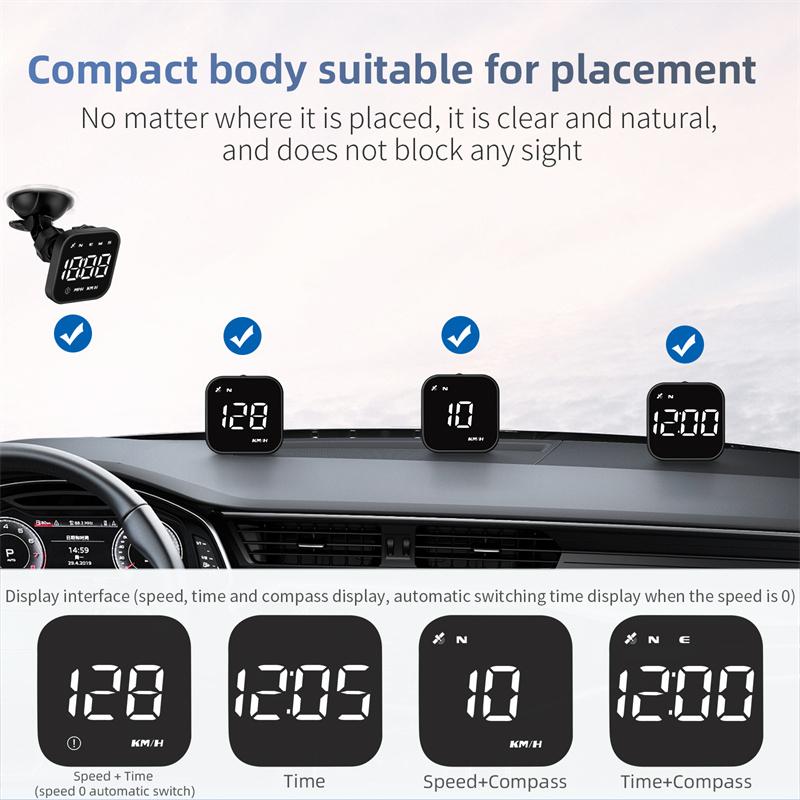 Car Head Up Display Hud Digital Gps Speedometer Mph Overspeed Alarm Multifunctional Speedometer Compass Hd Led Display