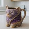 Kočičí hrnek na kávu 3D Faux křišťálová pryskyřice umělecký hrnek s ergonomickým uchem Novinka nápojové zboží Dárek pro milovníky kávy a čaje