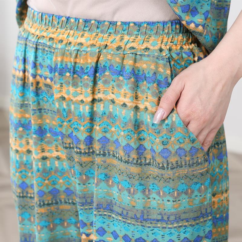 Dámská dvoudílná sada pro větší velikosti, letní vintage oblečení, volné ležérní kalhoty