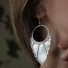 Vintage Leaf Hollow Earrings Geometric Creativity Silver Color Dangle Earrings For Women Jewelry