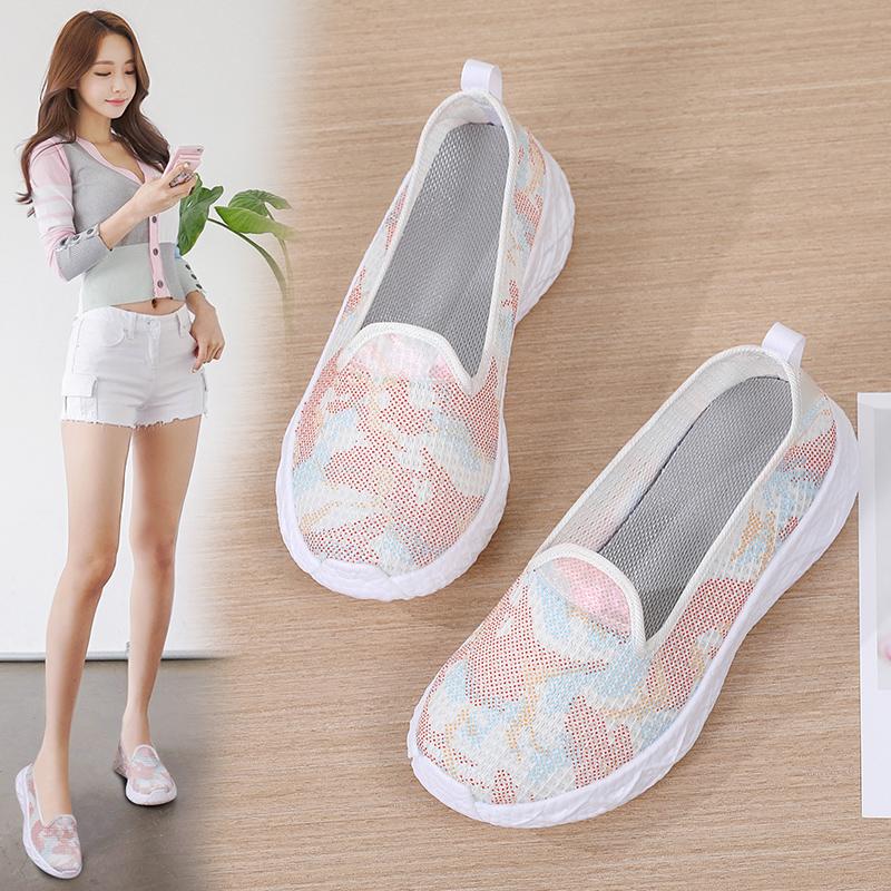 Summer Women Casual Nurse Plus Size Flats Loafers Soft Beach Walking Sports Shoes Lightweight Slip On