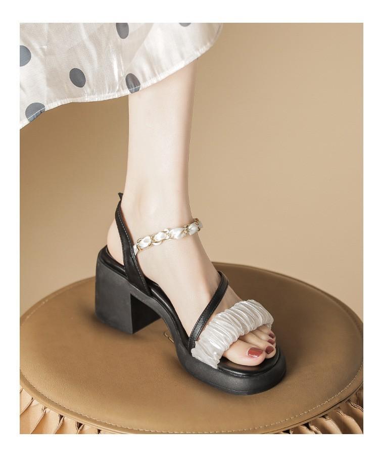 

Дофаминовые сандалии женские лето 2025 новые фея стиль темперамент на толстой подошве универсальные удобные босоножки на высоком каблуке 40