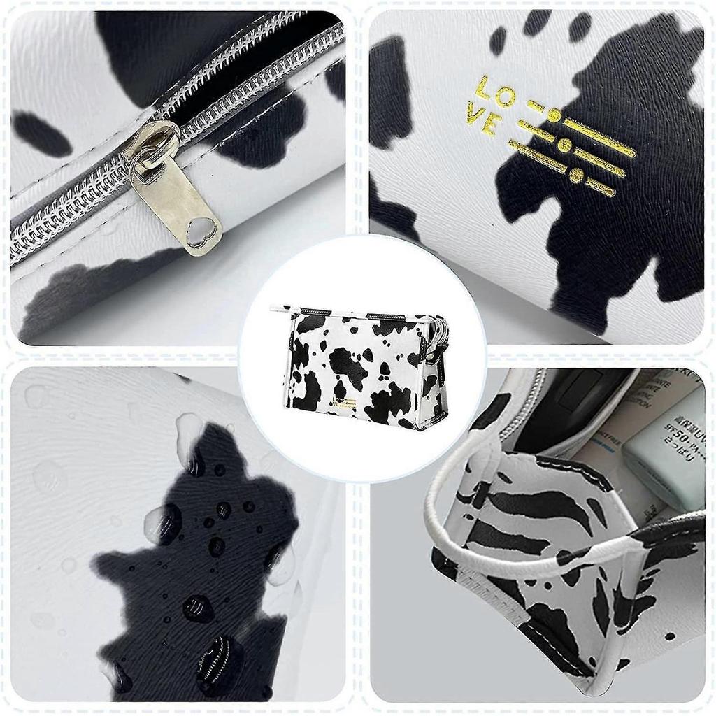 Milk Pattern Toiletry Bags, Makeup Travel Bag, Waterproof Portable Pu Toiletry Bag With Zipper - DD0