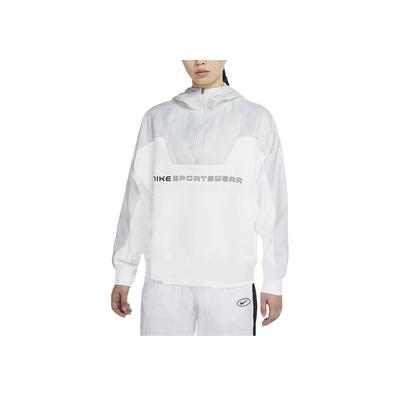 Kurtka z kapturem Alphabet Print Colorblock Half-Zip damska odzież wierzchnia biała CZ8865-100