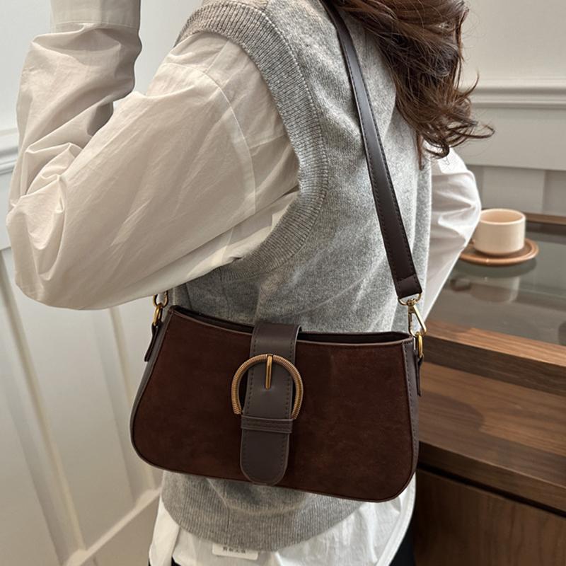 Høst og Vinter Dame Lett Ensfarget Liten Skulderveske Chic PU Lær Gullfarget Maskinvare Firkantet Underarmsveske