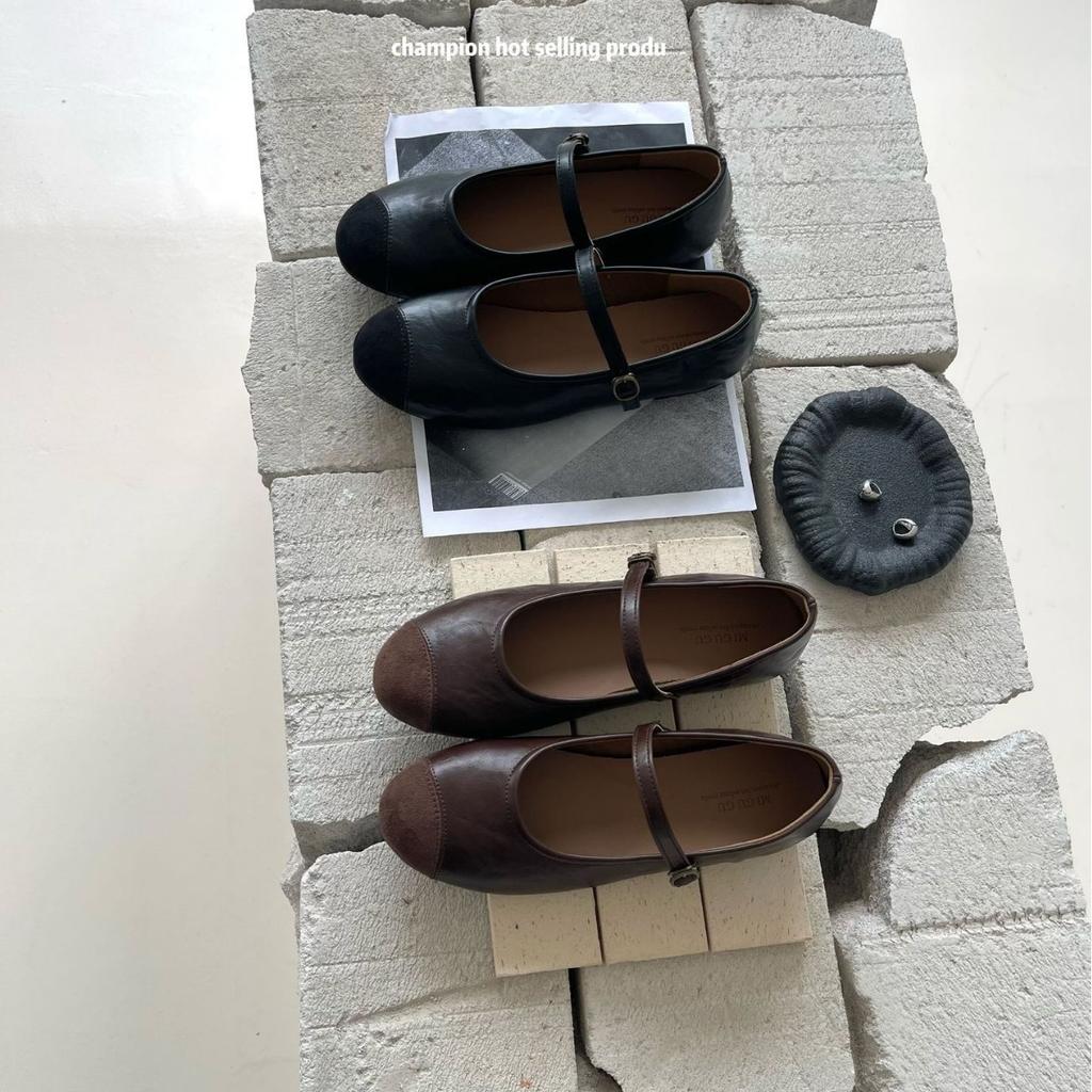 2025 Winter New Round Head Suede Soft Sole Soft Sole Versatile Doudou Cross Word with Ballet Commuter Women's Shoes
