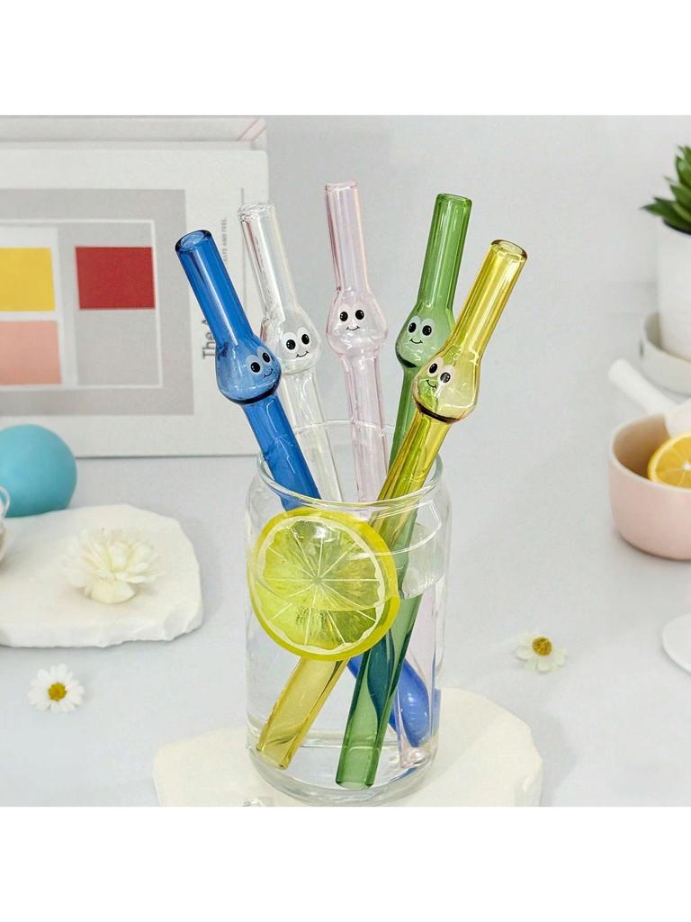 Colorful Creative Reusable Glass Straw,For Milk Tea,Coffe,Juice,Milk,Cold Drink,Heat-Resistant Wide-Bore Glass Straws