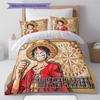 One Piece Monkey D Luffy Muster Bettwäsche Bettdecke Set Bettbezug Kissenbezug Zuhause Geburtstagsgeschenk(1 Bettbezug + 2 Kissenbezüge, ohne Füllung)