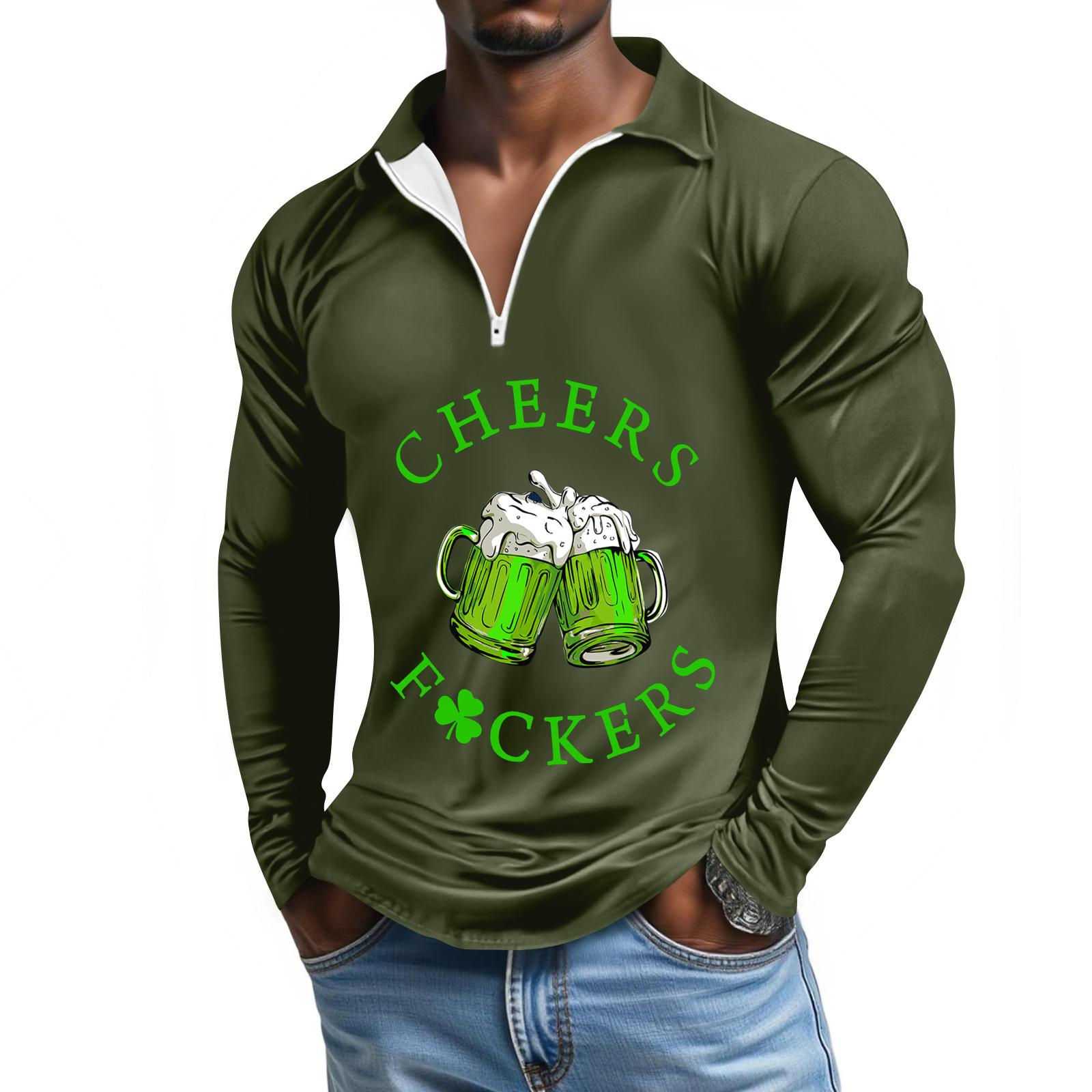 

Чоловіча футболка з довгим рукавом Модна повсякденна футболка на блискавці з принтом XXL