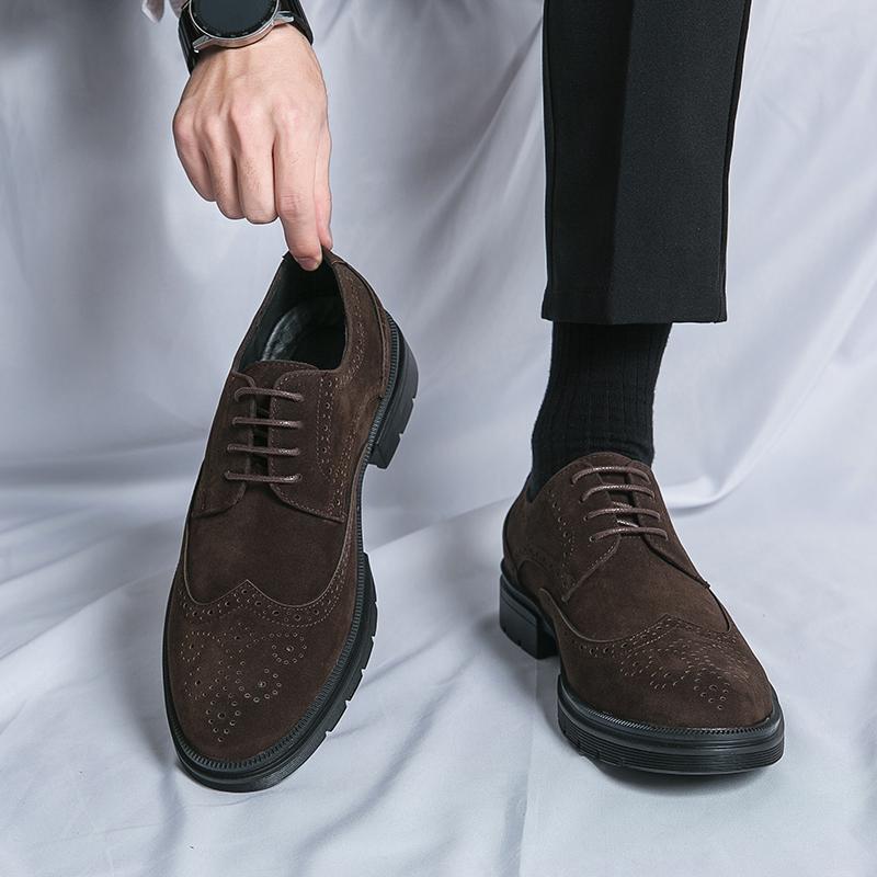 2023 New Arrival Men s Suede Casual Brogue Leather Shoes 43 Standard