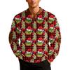 Men's Casual Cartoon-printed Semi-zipper Flannel Retro Long-sleeved Sweatshirt