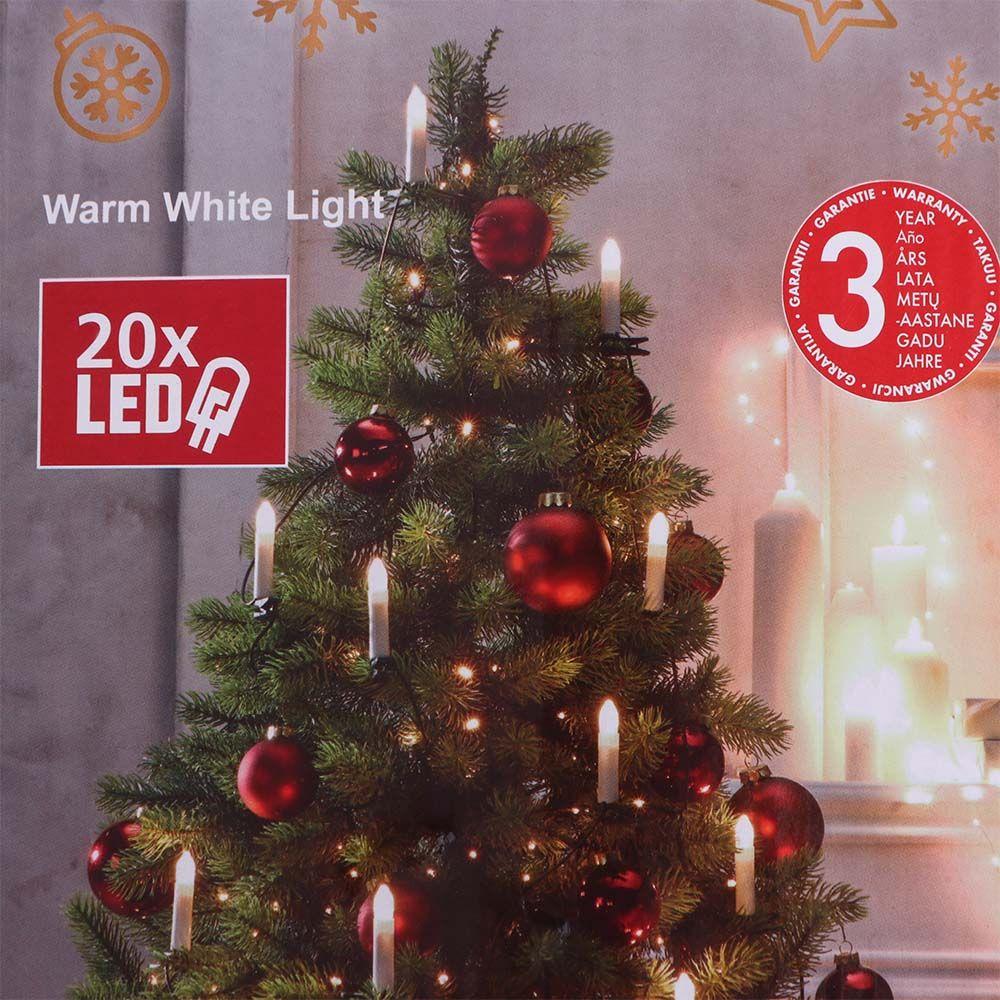 20PCS Flameless LED Candle String USB Powered Clip-on Christmas Tree Decorative Light Reusable Warm Light