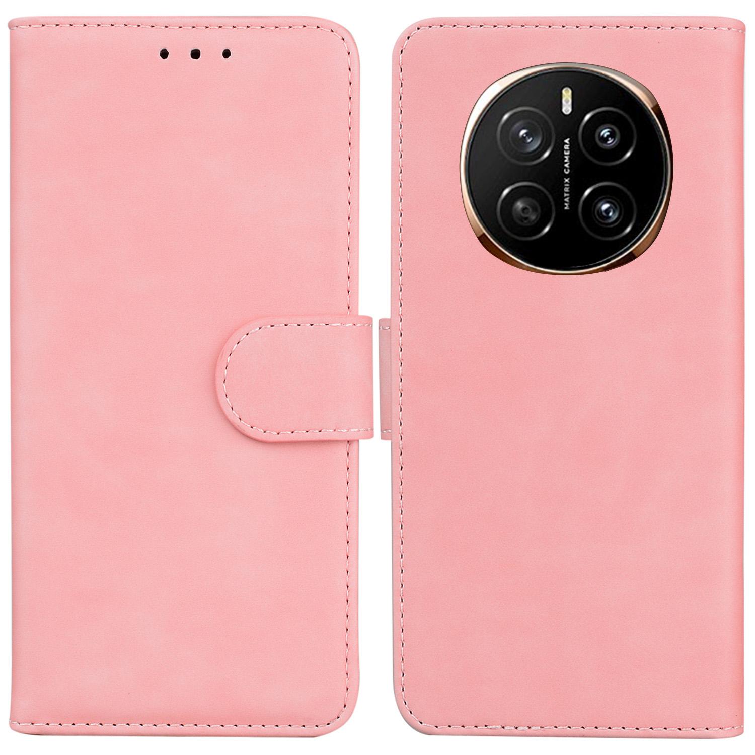 

For Honor Magic7 5G Case Solid Color Leather Wallet Phone Cover Pink