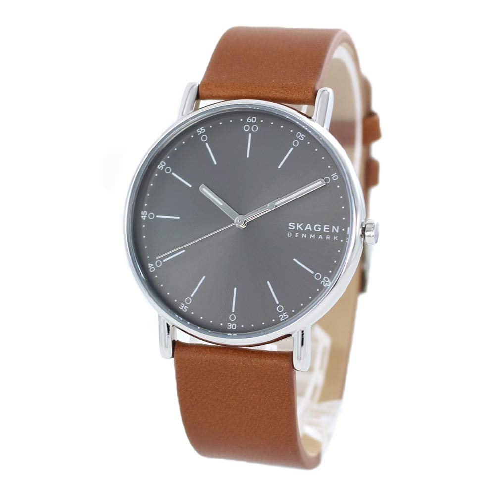 SKAGEN Men's Signatur Watch In Gray and Brown Leather (SKW6578) [Parallel Import]