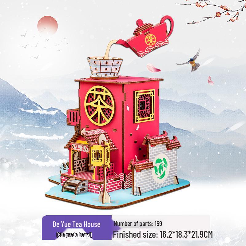 Challenging 3D Wooden Model Puzzle - Ancient Building Design for Adults