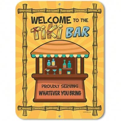 Vintage TropicalCentric Metal Sign Welcome To the Tiki Bar Humorous Design Bar Man Cave Decor Statement Accent