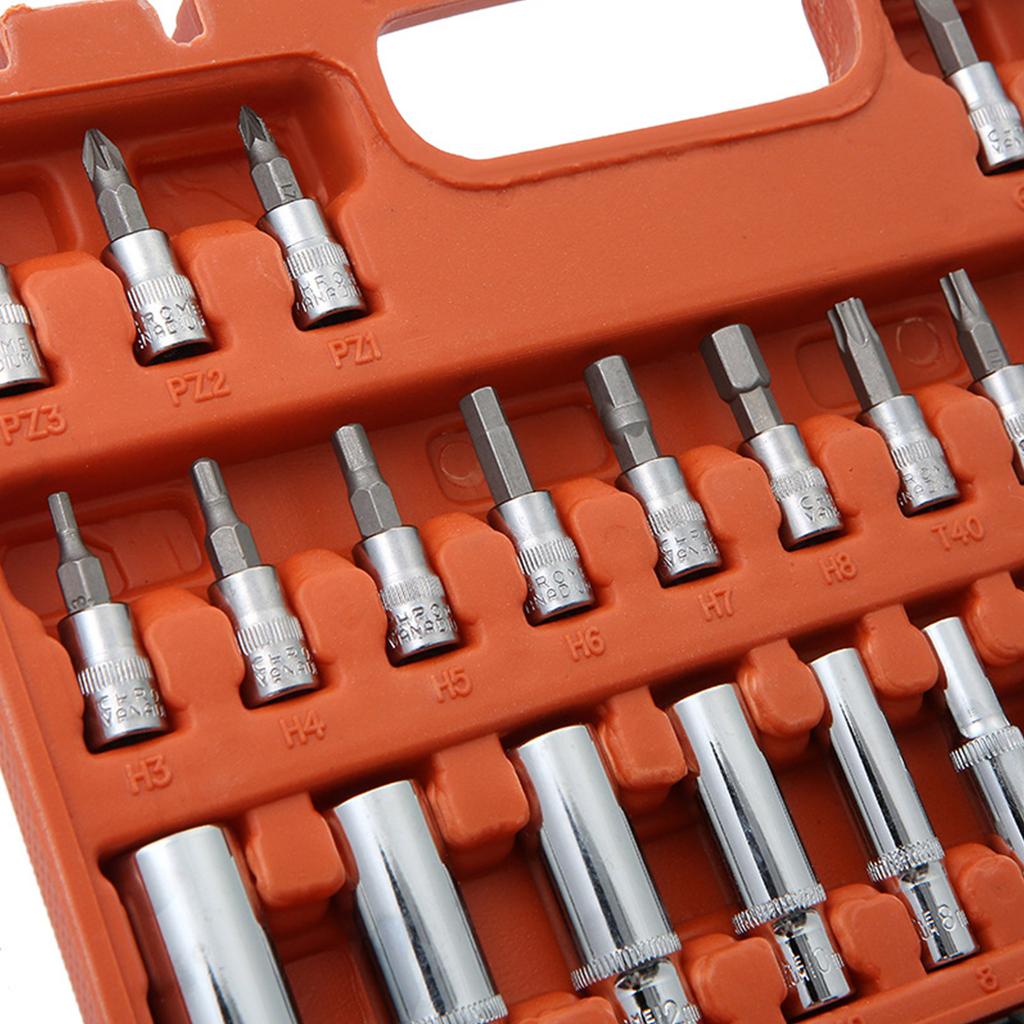 53-teiliges Handratschen-Steckschlüssel-Set Eisenwaren Auto Boot Motorrad Multifunktion Hochkohlenstoffstahl Reparaturset für Autoreparatur