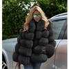 Winter thickened loose commuter solid color rabbit fur jacket coat temperament comfortable casual style