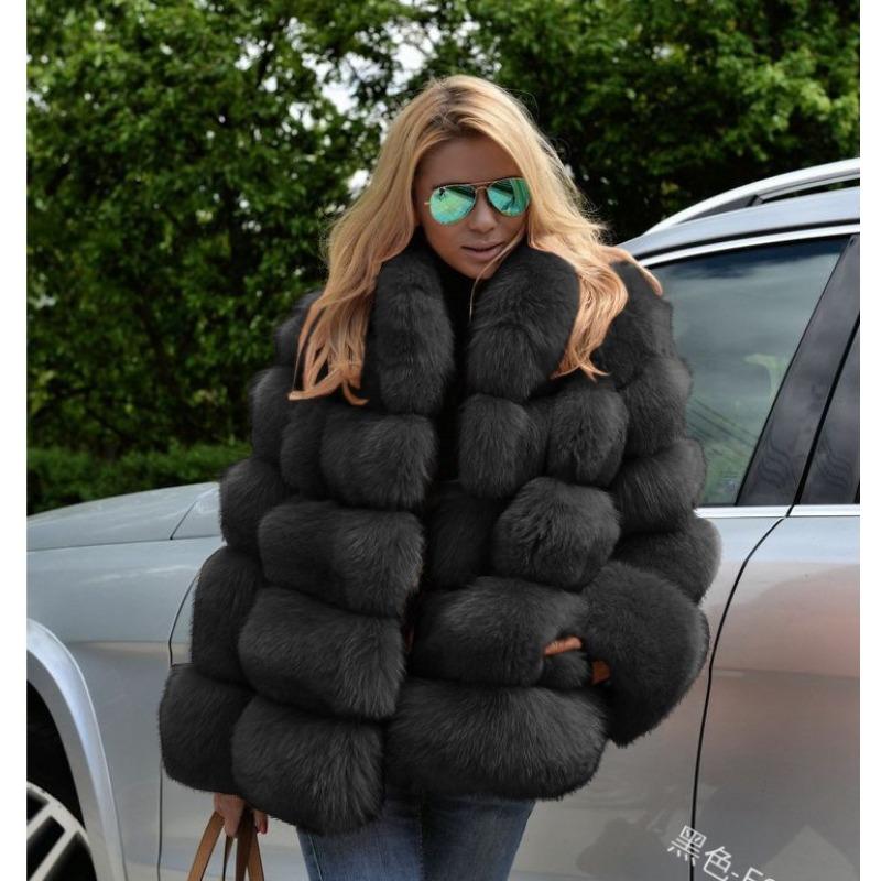 Winter thickened loose commuter solid color rabbit fur jacket coat temperament comfortable casual style