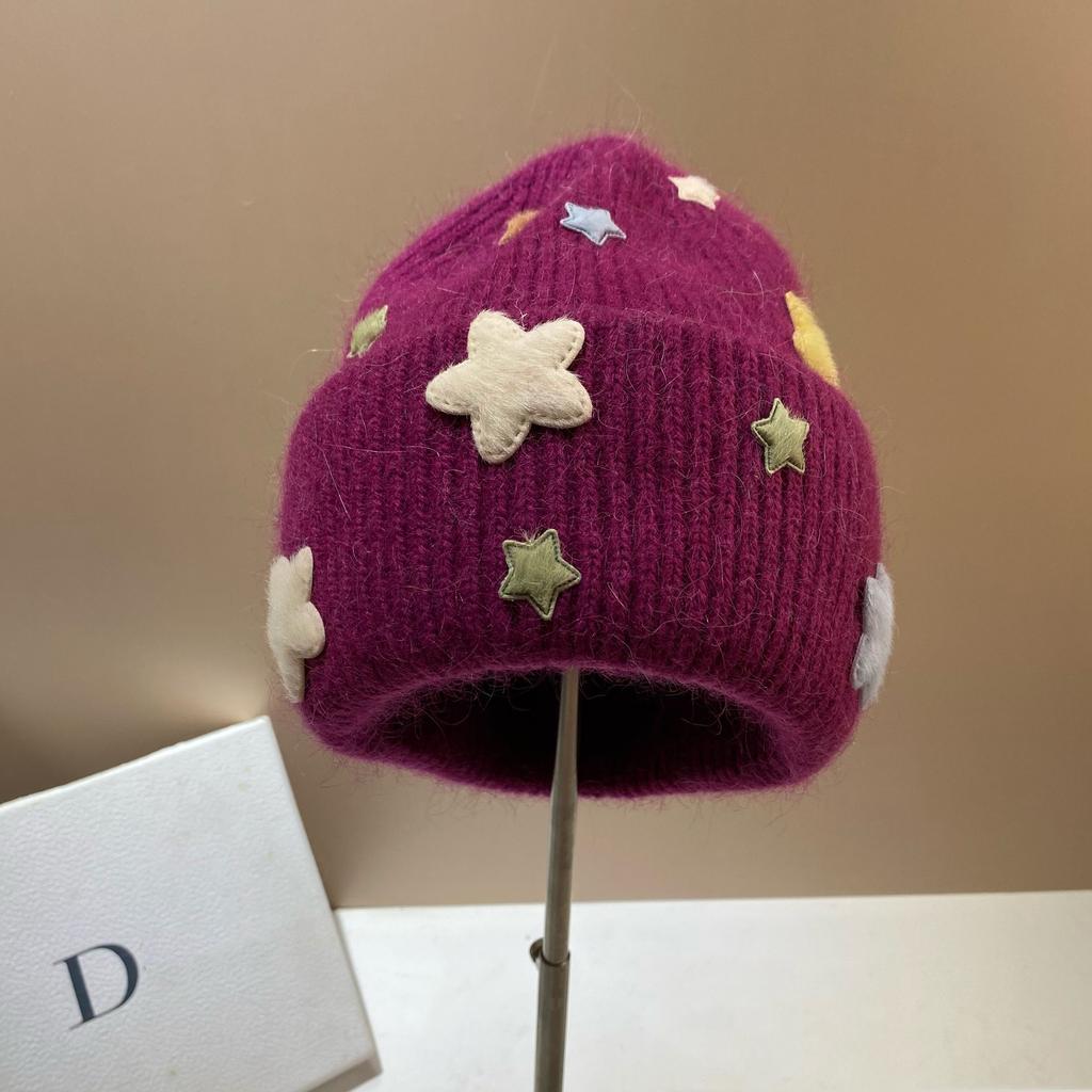 Russia Winter Warm Angora Long Rabbit Hair Knitted Hat Sweet Small Fragrant Soft Waxy Wool Ear Hat