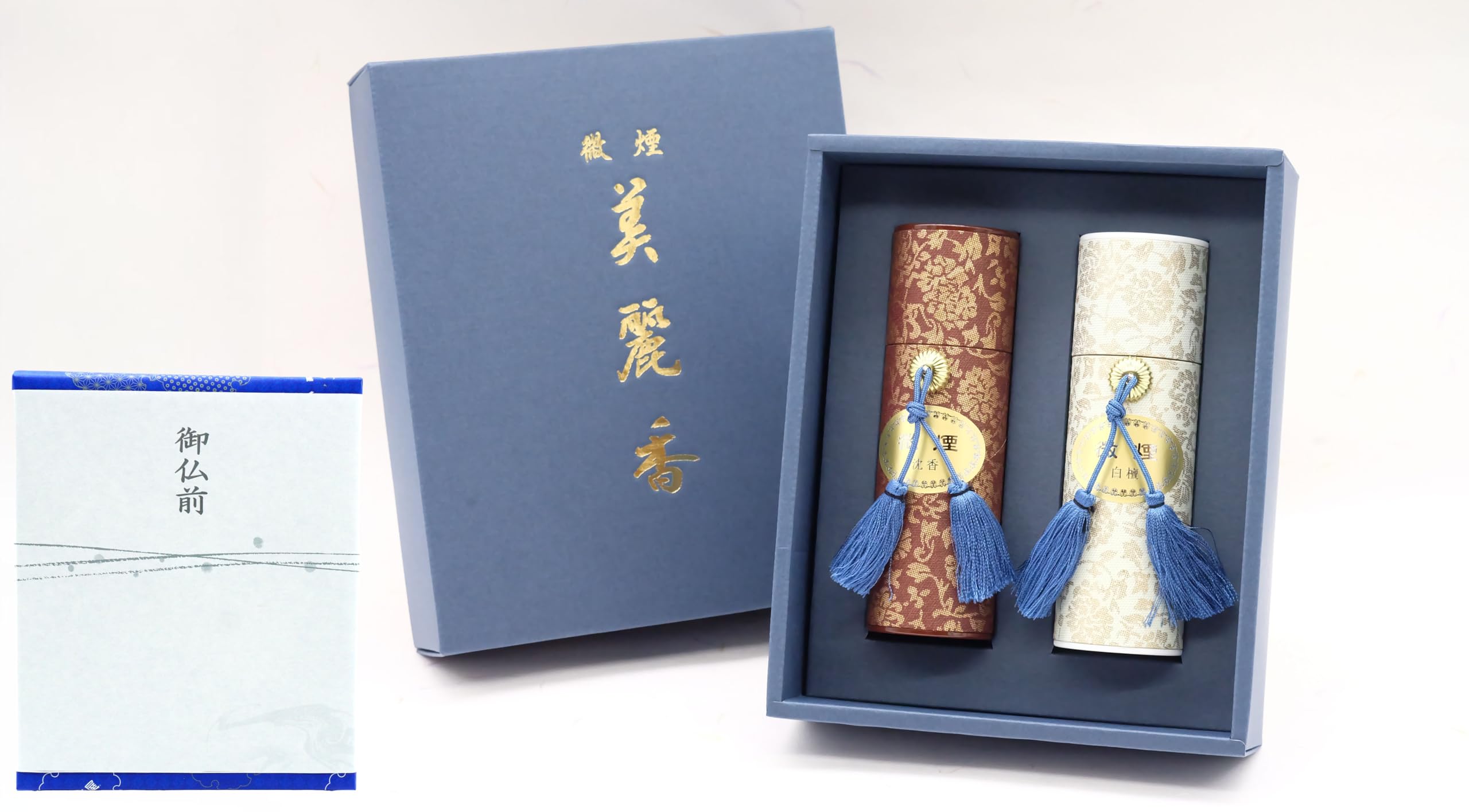 Eirakuya Sandalwood and Aloeswood Incense Set, Low Smoke, with Gift Wrap and  Ofurei  Label тёмно-синий