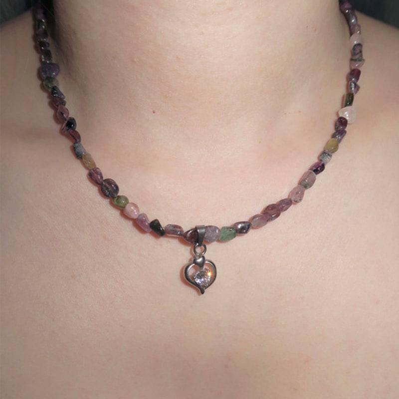 821WEBSERVICE heart pink stone necklace