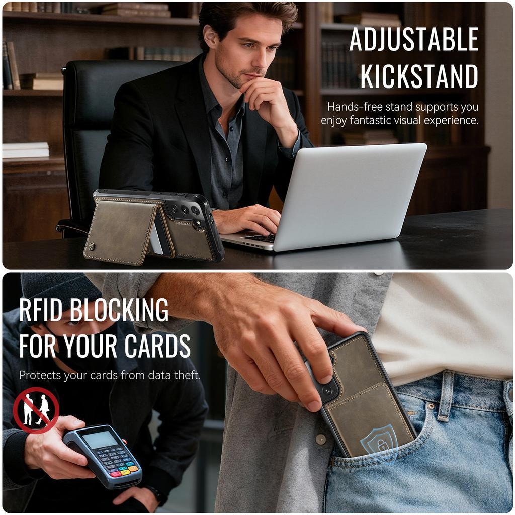 For Samsung Galaxy S21 5G/Galaxy S21 4G Magnetic Case CASEME ME80 Series Leather PC TPU Phone Cover with Detachable Wallet