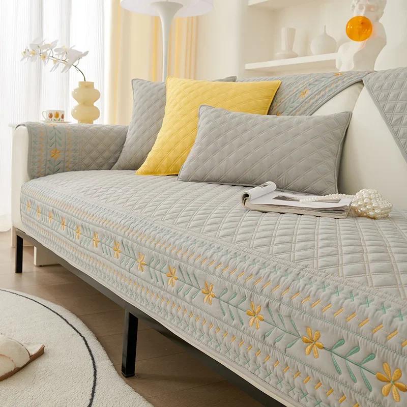 Nordic Cotton Sofa Covers for Living Room Bohemian Embroidery Universal Sofa Cushion Towel Home Non-Slip Couch Slipcovers 1PC