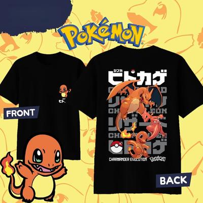 Anime Pokémon Charmander Evolution Cotton T-shirt for 2026 Summer Men's and Women's Fashion Casual Cosplay Short Sleeved T-shirt