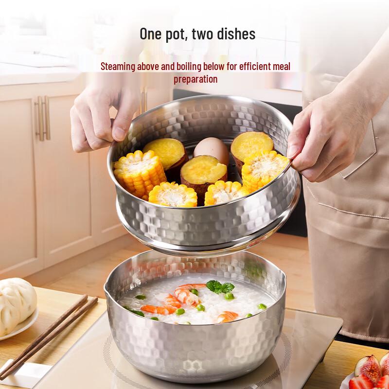 20cm 304 Stainless Steel Japanese Yukihira Pot with Steamer