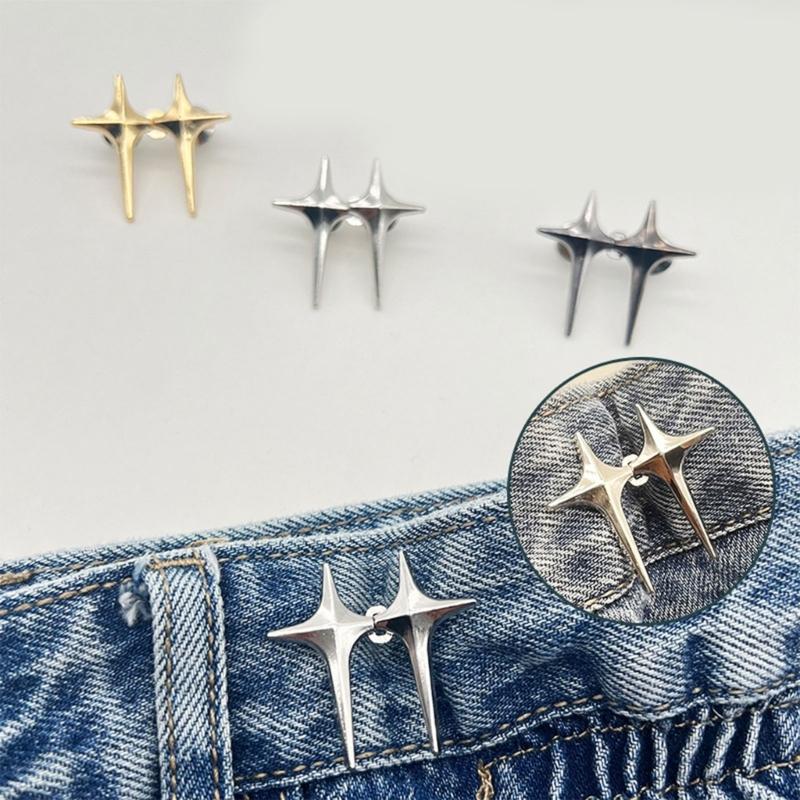 Detachable Fashion Shaped Jean Button Clasps Waist Extender Pin Jean Button, No Sewing Required, Fit Instant Jean Button