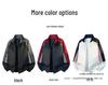 Men's Trendy College Style High Elastic Stand Collar Jacket with American Stripes and Contrasting Colors