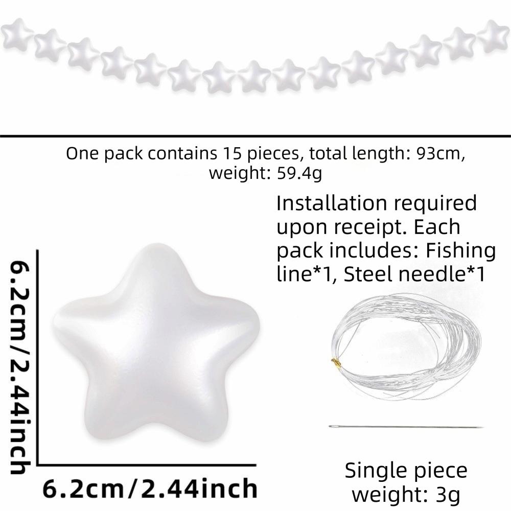 10/12/15/20pcs Plastic Beaded Garland Heart-shaped Stars White Ball Pendant Wall Decor