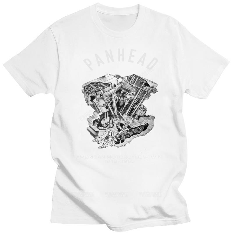Mens Brand Fashion Cotton T-shirt Summer T Shirts For Men PanHead V-Twin Engine Cutaway Motorcycle 1948 Dark Colors T-Shirts