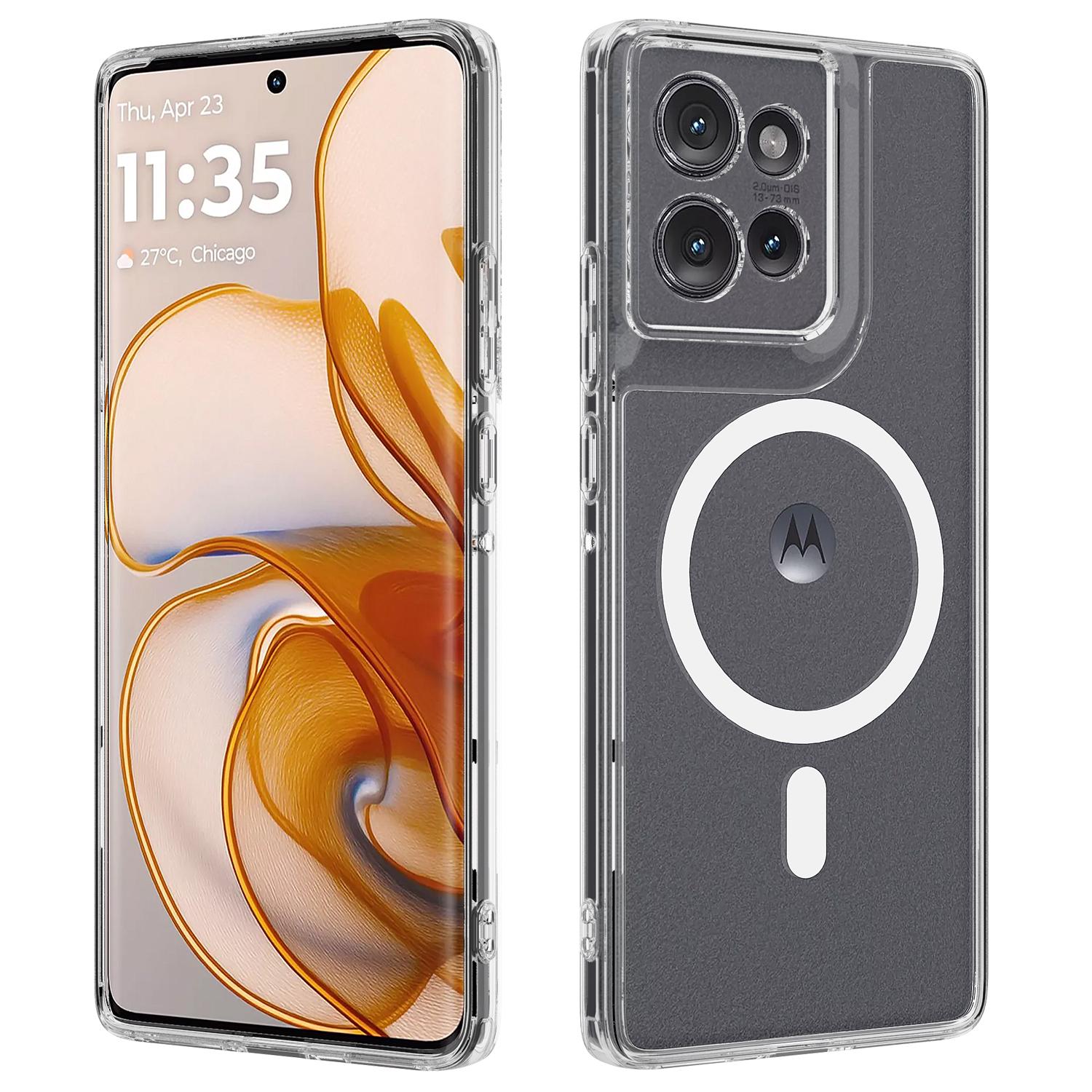 

Для Motorola Edge 50 5G Прозорий чохол TPU + акриловий магнітний чохол для телефону, сумісний з MagSafe Style A