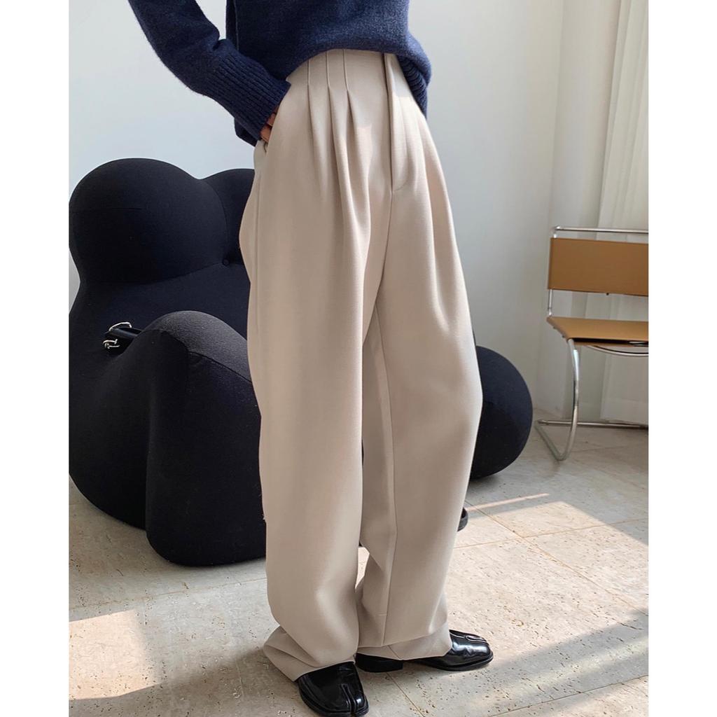 New Winter High-Waist Wide-Leg Wool Trousers - Stylish, Slimming, and Casual for Women
